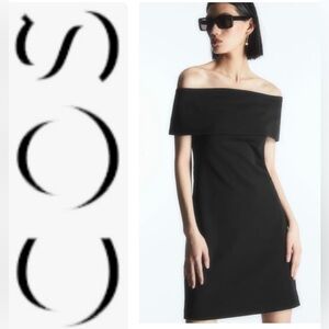 COS Black off the Shoulders Folded-Neck Sheath Dress- M